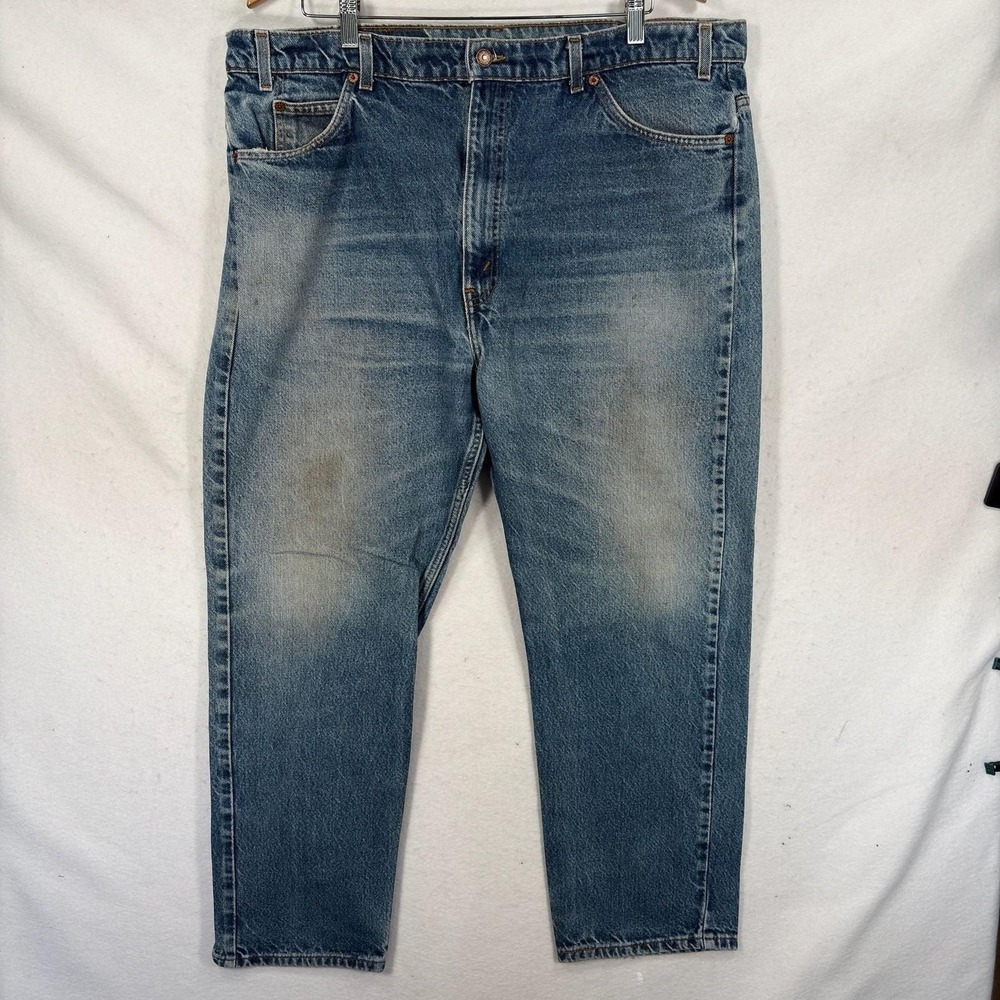 Vintage Levis 505 Orange Tab Jeans Mens 42x30 Regular Fit Straight Leg Blue